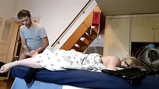 Horny stepson cumming on his Mothers feet secretly in front "hidden" cam &lpar;She know everything&rpar;